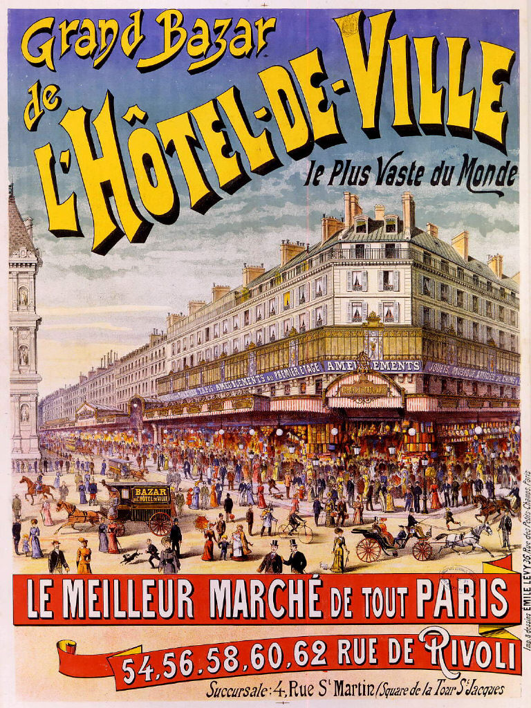 02 - 1891 - Affiche du Grand Bazar de l'Hôtel de Ville par Emile Lévy, 1891 © Archives BHV MARAIS